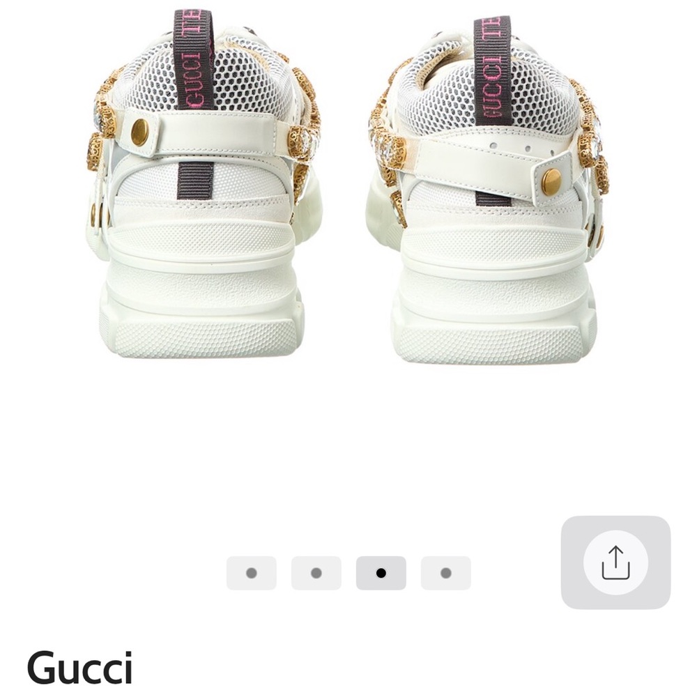 Gucci White Sneakers with Gold Embellishments - Picture 3 of 5